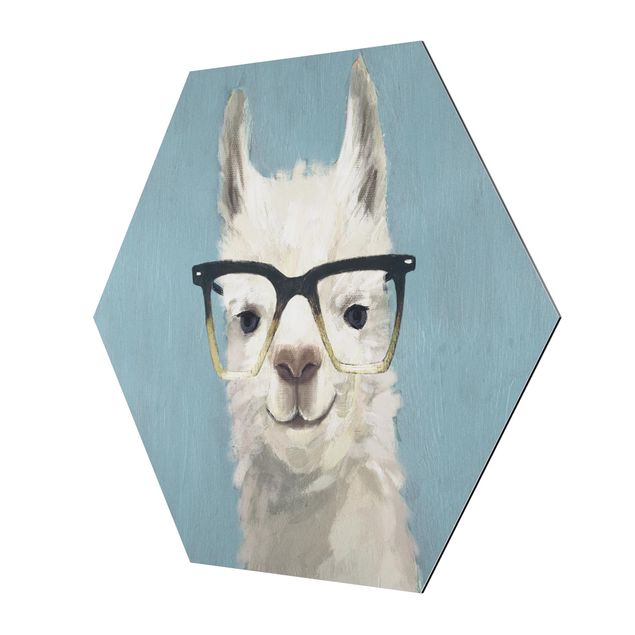 Quadro esagonale Lama con occhiali IV