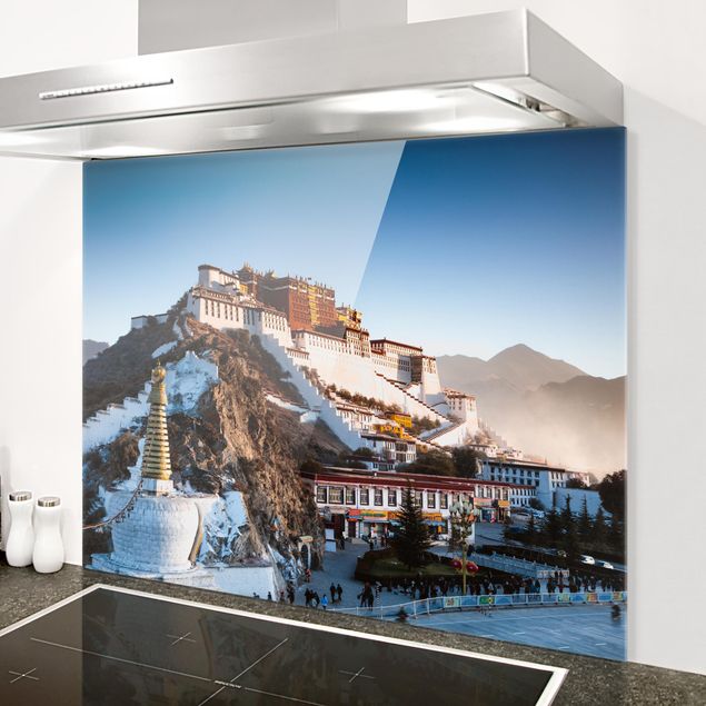 Paraschizzi con architettura e skylines Palazzo Potala in Tibet