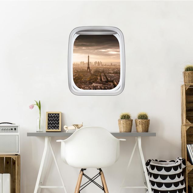 Adesivi murali skyline Finestrino dell'aereo Grande vista di Parigi