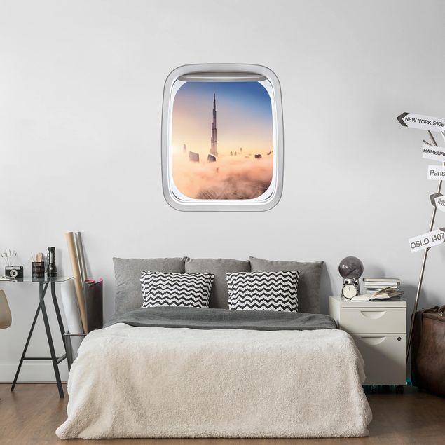 Adesivi murali skyline Finestrino dell'aereo Skyline di Dubai