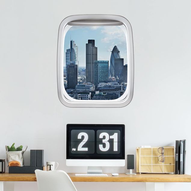 Adesivi murali 3d Finestrino dell'aereo Skyline di Londra