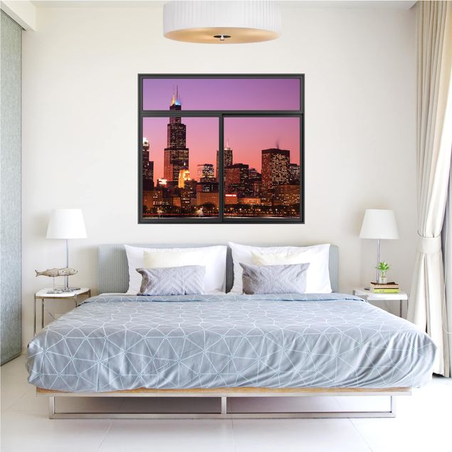 Adesivi murali skyline Finestra nera Chicago Skyline di