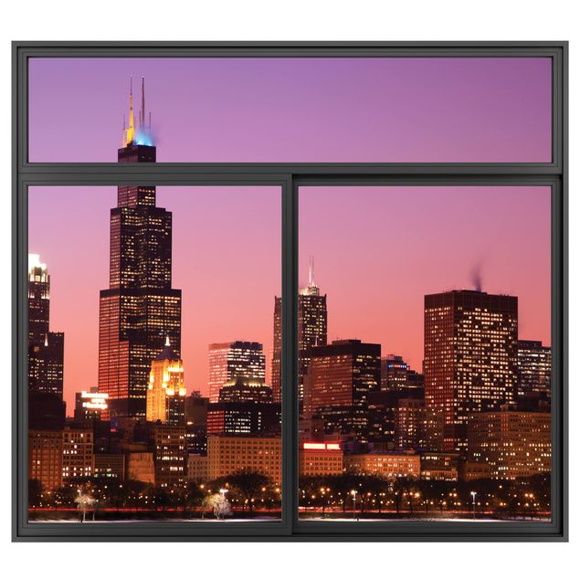 Autocolantes de parede metrópoles Finestra nera Chicago Skyline di