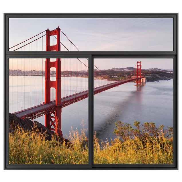 Autocolantes de parede metrópoles Finestra nera Golden Gate Bridge a San Francisco
