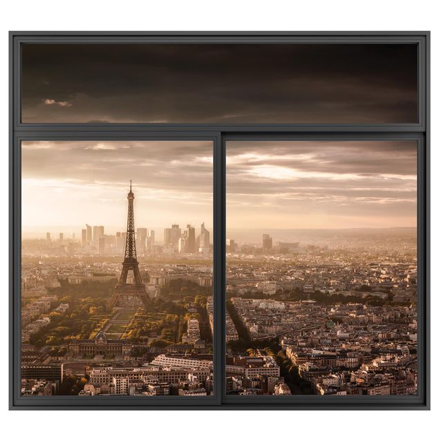 Autocolantes de parede metrópoles Finestra nera Grande vista di Parigi