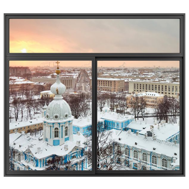 Autocolantes de parede metrópoles Finestra nera Inverno a San Pietroburgo