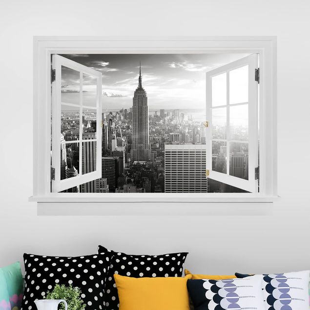 Adesivi murali 3d Finestra aperta Skyline di Manhattan