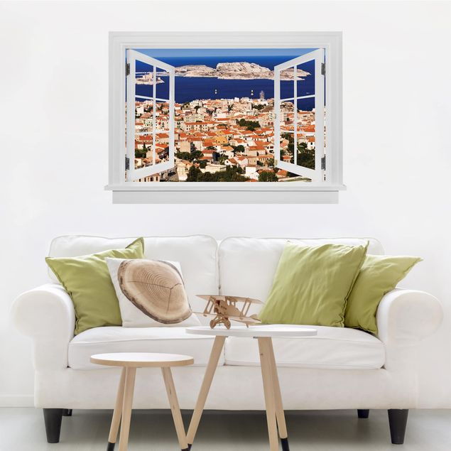 Adesivi murali skyline Finestra aperta Marsiglia