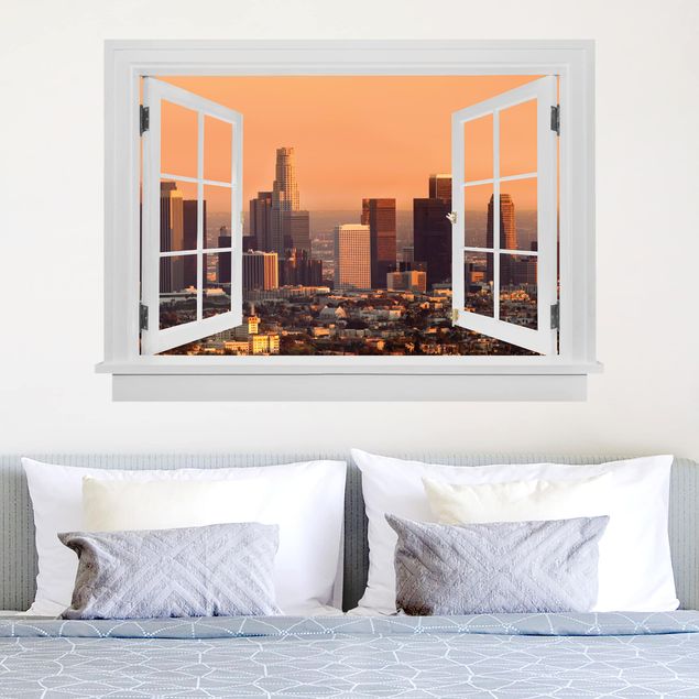 Adesivi murali 3d Finestra aperta Skyline di Los Angeles