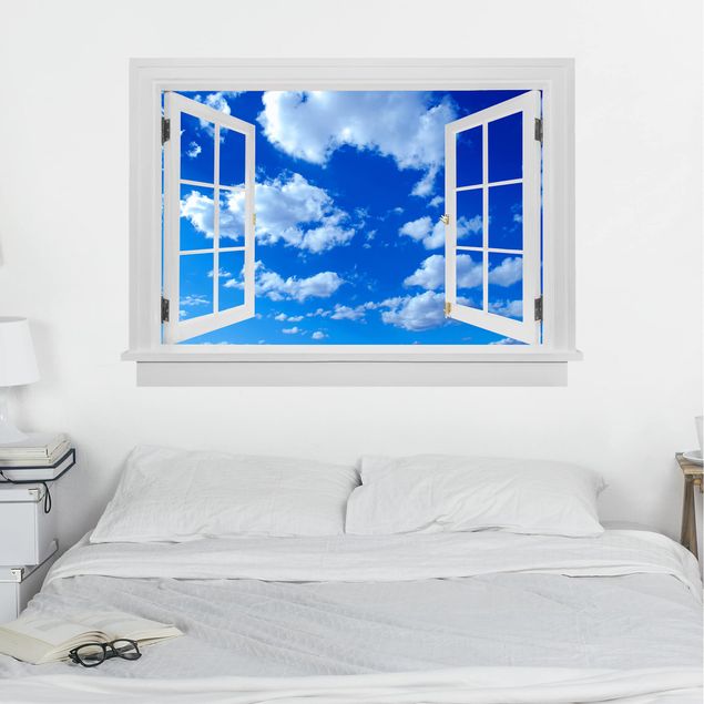 Adesivi da parete 3d Finestra aperta cielo nuvoloso
