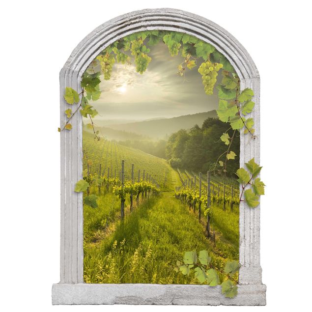 Autocolantes de parede gavinha Arco di pietra Raggi di sole Vigneto con viti