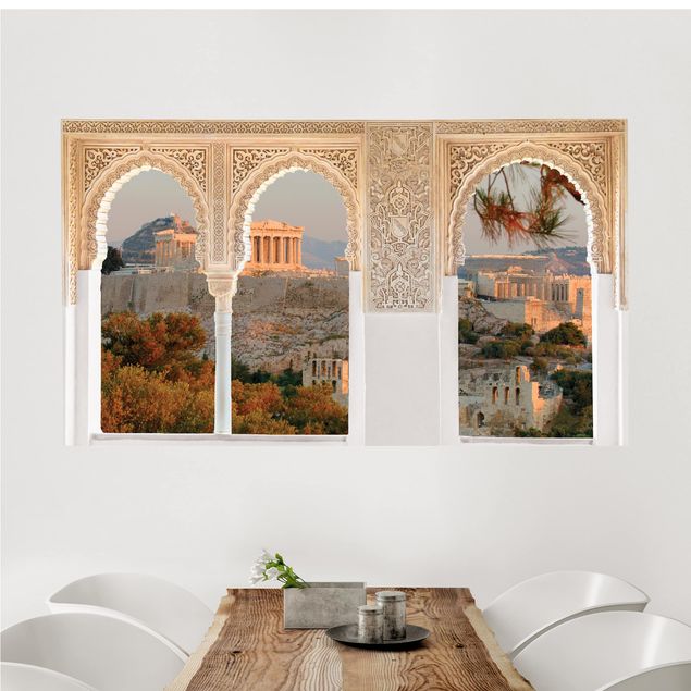Adesivi da parete 3d Finestra decorata Acropoli