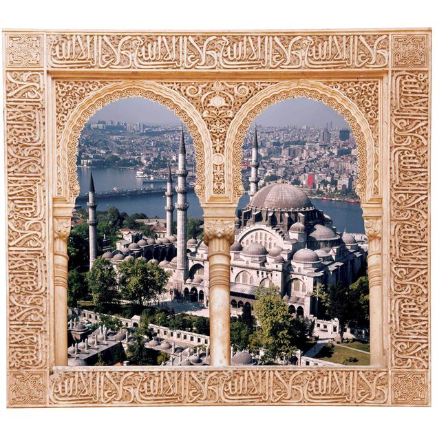 Autocolantes de parede com nomes de cidades Finestra decorata Moschea di Istanbul