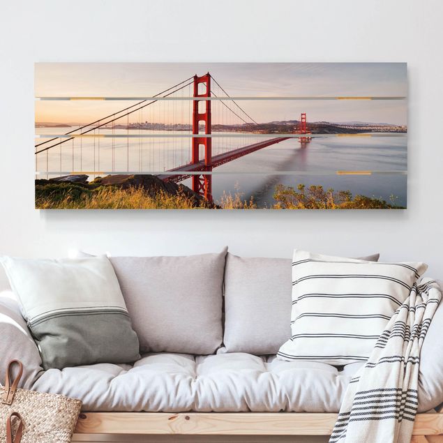 Quadri in legno con architettura e skylines Ponte del Golden Gate a San Francisco