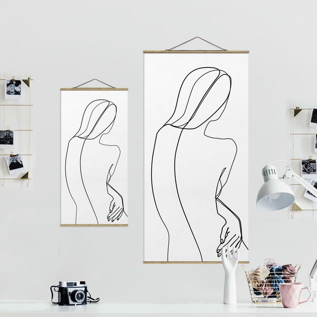 Quadri Blek Prints Line Art - Donna di spalle Bianco e Nero