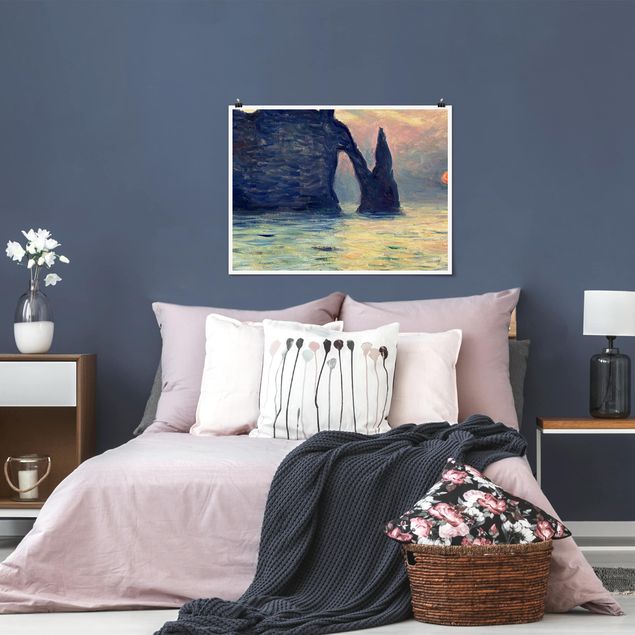 Quadri paesaggistici Claude Monet - La scogliera, Étretat, tramonto