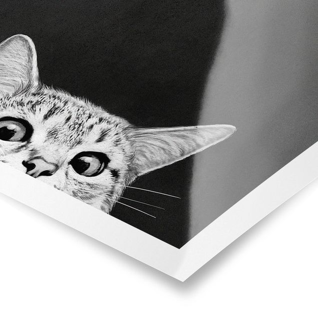 Quadro nero Illustrazione - Gatto Disegno in bianco e nero