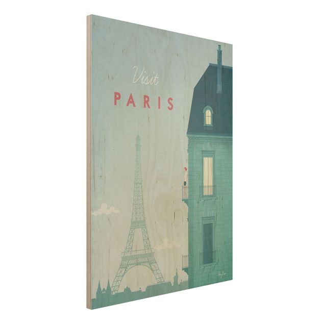 Quadri in legno con architettura e skylines Poster di viaggio - Parigi