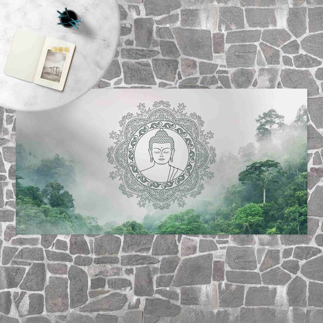 tappeto passatoia Mandala di Buddha nella nebbia