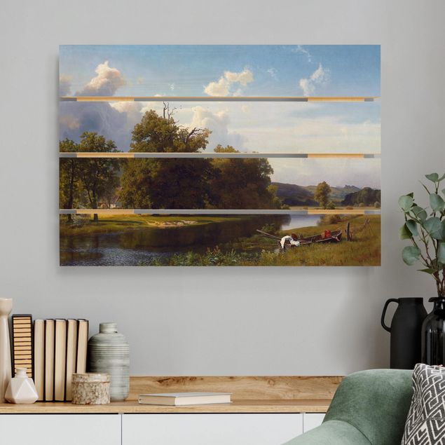 Quadro romanticismo Albert Bierstadt - Paesaggio fluviale, Westfalia
