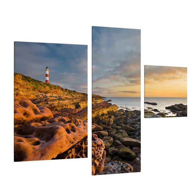 Stampa su tela 3 parti - Tarbat Ness Sea & lighthouse at sunset - Collage 1