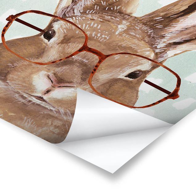 Stampe poster Animali con occhiali - Coniglio