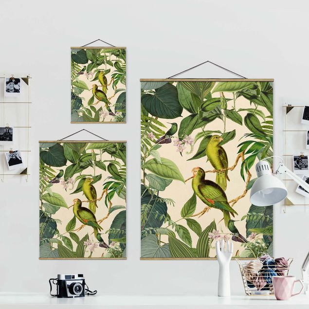 Quadri Andrea Haase Collage vintage - Pappagalli nella giungla