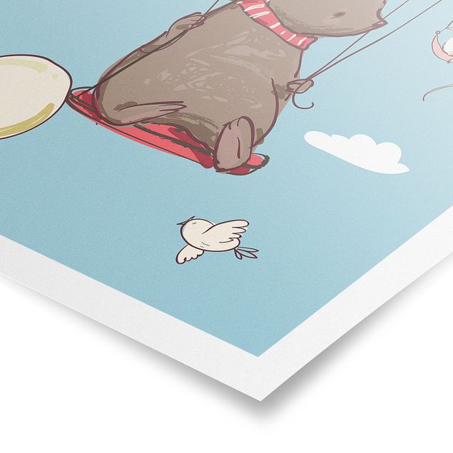 Poster con animali Orso e topo che volano