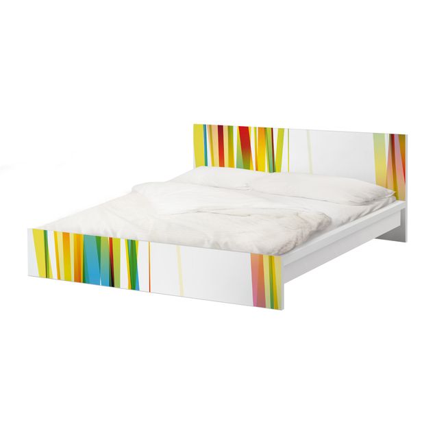 Carta adesiva per mobili IKEA - Malm Letto basso 140x200cm Rainbow Stripes
