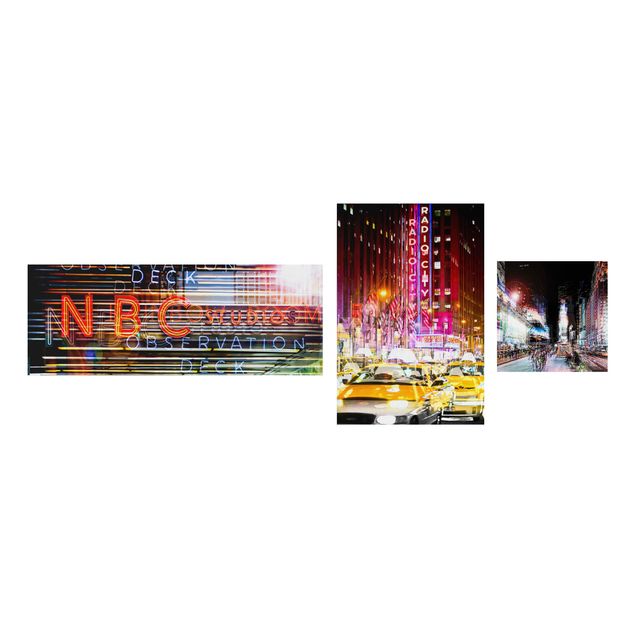 Stampa su tela 3 parti - Times Square City Lights - Collage 3