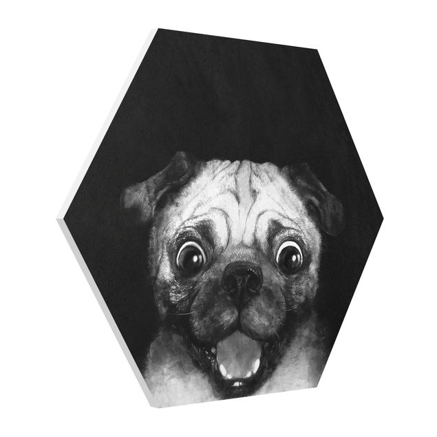 Riproduzioni quadri Illustrazione - cane carlino pittura su bianco e nero