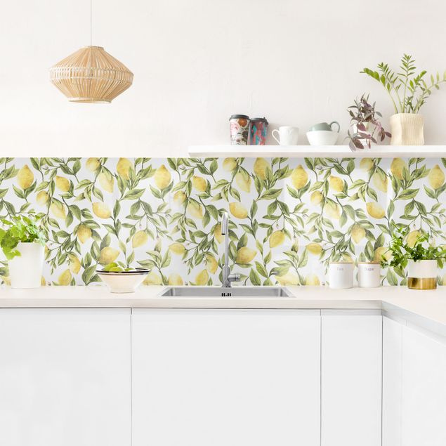 Rivestimenti per cucina con disegni Fruity Limoni con foglie