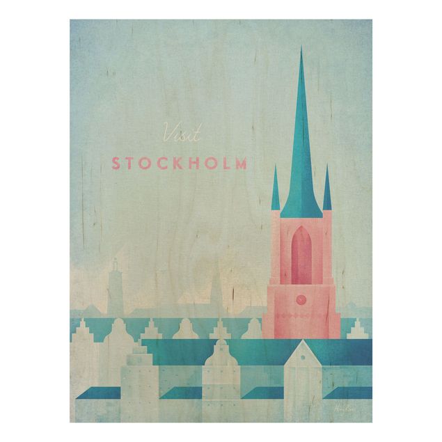Quadri vintage cucina in legno Poster di viaggio - Stoccolma
