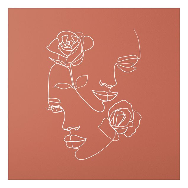 Quadri line art Line Art - Volti femminili Rose Rame