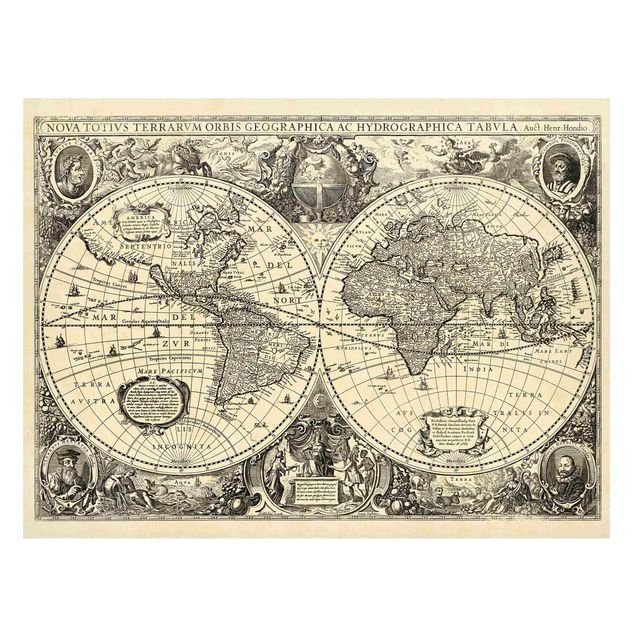 Quadro mappamondo Mappa del mondo vintage Illustrazione antica