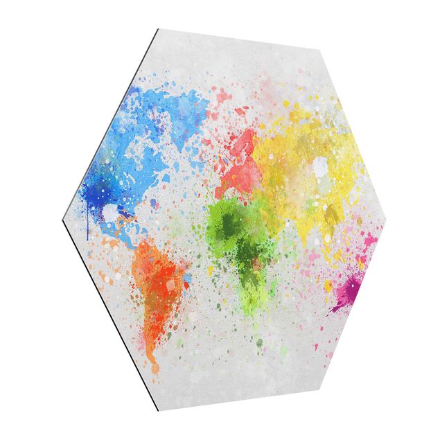Quadri Mappa del mondo a schizzi colorati