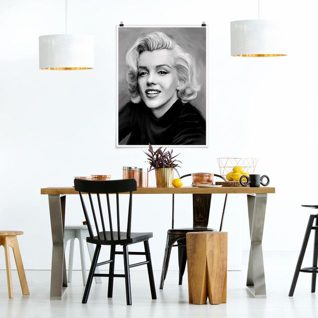 Quadri moderni bianco e nero Marilyn in privato