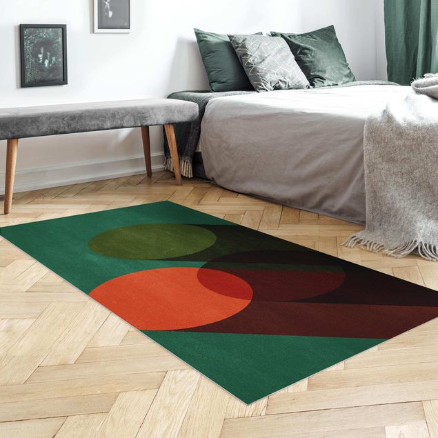 tappeto design moderno Forme astratte - Cerchi in verde e rosso