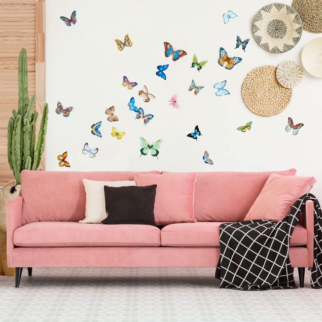 Stickers murali animali Set di farfalle ad acquerello