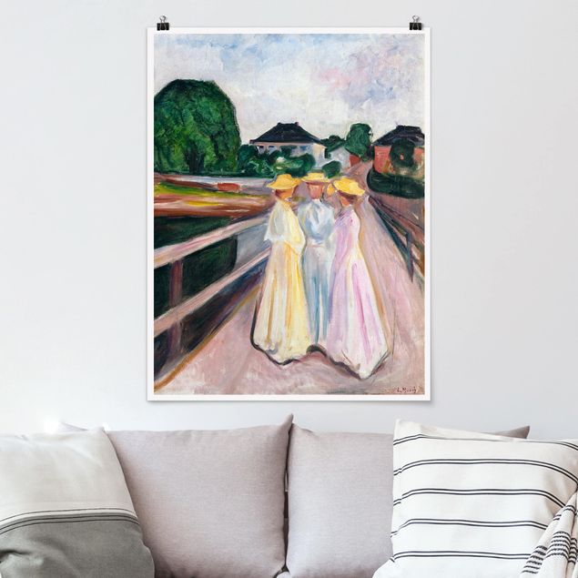 Quadri espressionismo Edvard Munch - Tre ragazze sul ponte
