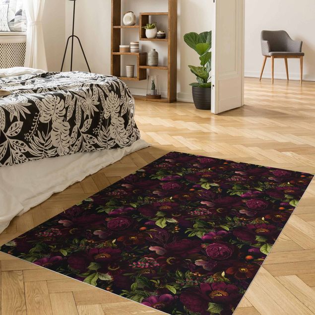 tappeti floreali moderni Fiori viola scuro