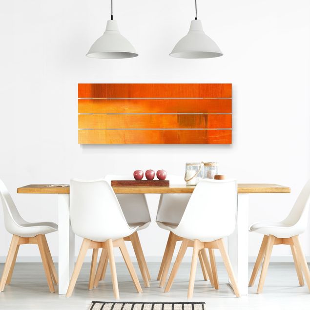Quadri su legno Composizione in arancione e marrone 03
