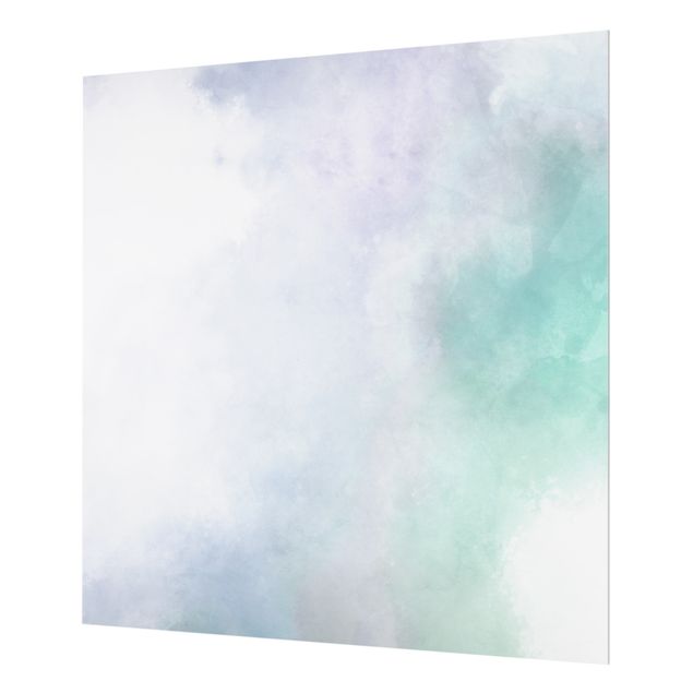 Paraschizzi in vetro - Struttura acquerello con simbiosi blu verde - Quadrato 1:1