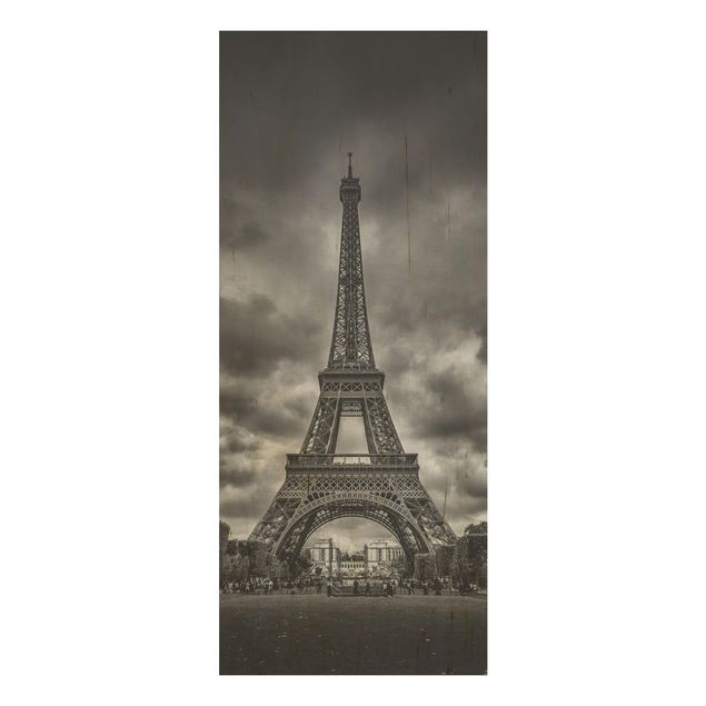 Stampe Torre Eiffel davanti alle nuvole in bianco e nero