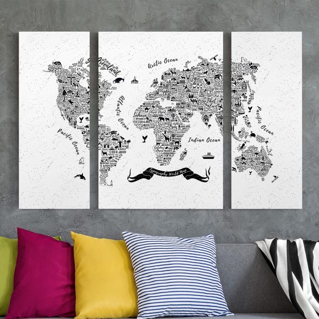 Quadri moderni   Mappa del mondo - tipografica bianca
