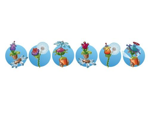 Adesivi murali con animali Fattoria volante Nastro floreale in blu