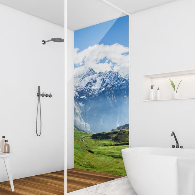 Rivestimento per doccia - Panorama delle Alpi svizzere