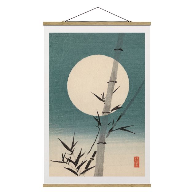 Quadro natura Disegno giapponese Bambù e Luna