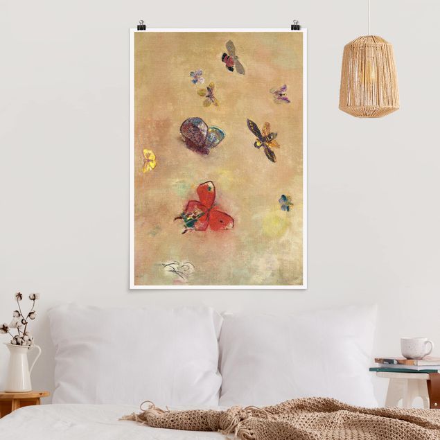 Stampe quadri famosi Odilon Redon - Farfalle colorate