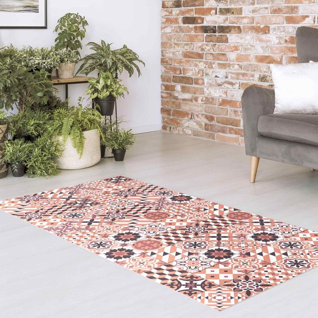 tappeto per esterno Mix di piastrelle geometriche Arancione
